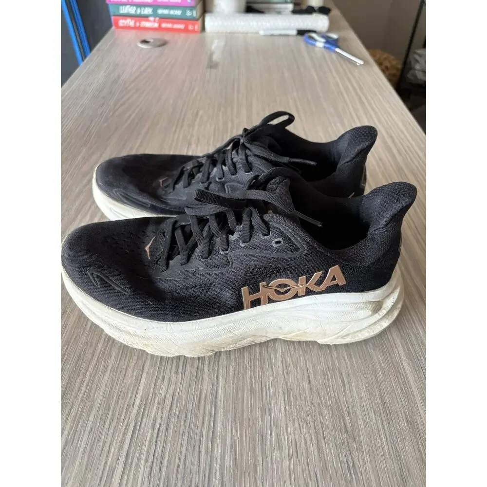 HOKA Clifton 10 Women’s Running Shoes Black Rose Gold Size 8.5B EU 40